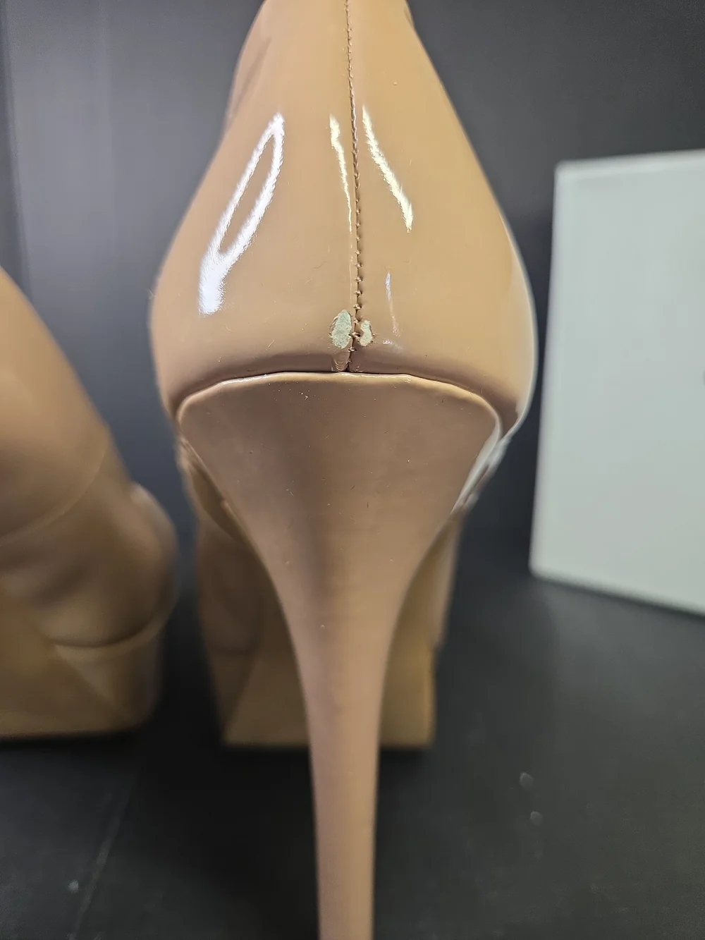 Jessica Simpson Nude Patent Platform Pumps Heels Almond Toe JS-Dany Size 10